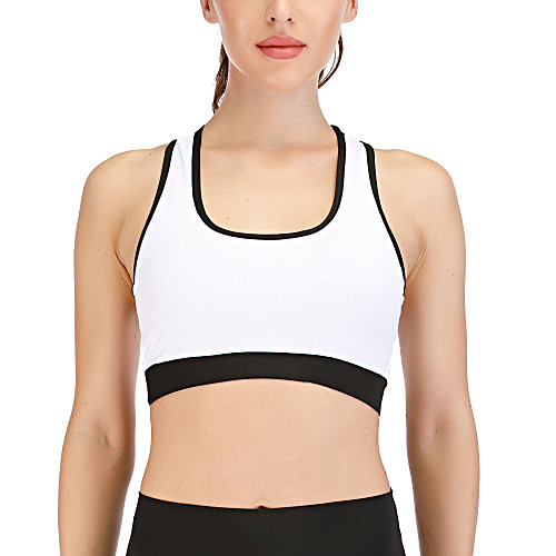 

Women's Sports Bra Medium Support Removable Pad Wirefree Fashion White Yoga Running Fitness Bra Top Sport Activewear Breathable Comfort Quick Dry Freedom Stretchy