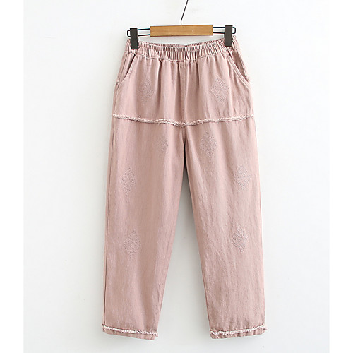 

Women's Basic Loose Chinos Pants - Solid Colored Blushing Pink Orange Navy Blue XL / XXL / XXXL