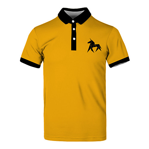 

Men's Solid Colored Animal Polo Basic Elegant Daily Work Yellow