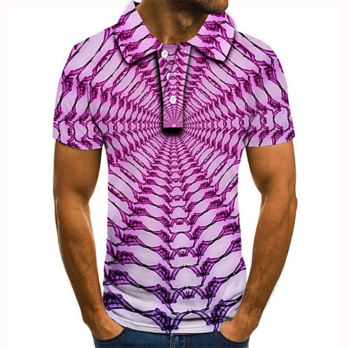 

Men's Graphic 3D Print Print Polo Daily Purple / Short Sleeve