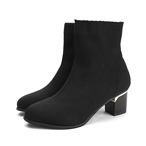 

Women's Boots Spring / Fall Block Heel Pointed Toe Minimalism Daily Outdoor Tissage Volant Booties / Ankle Boots Black / Red / Black