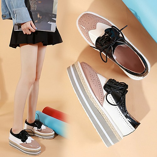 

Women's Sneakers Summer Platform Round Toe Daily PU Black / Beige