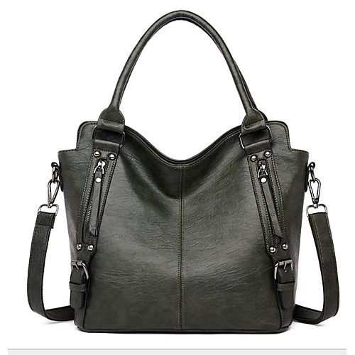 

Women's Zipper Cowhide Top Handle Bag Solid Color Wine / Purple / Green