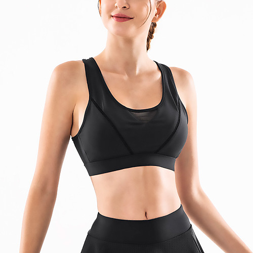 

Women's Sports Bra Medium Support Open Back Removable Pad Fashion White Black Gray Yoga Running Fitness Bra Top Sport Activewear Breathable Comfort Quick Dry Freedom Stretchy