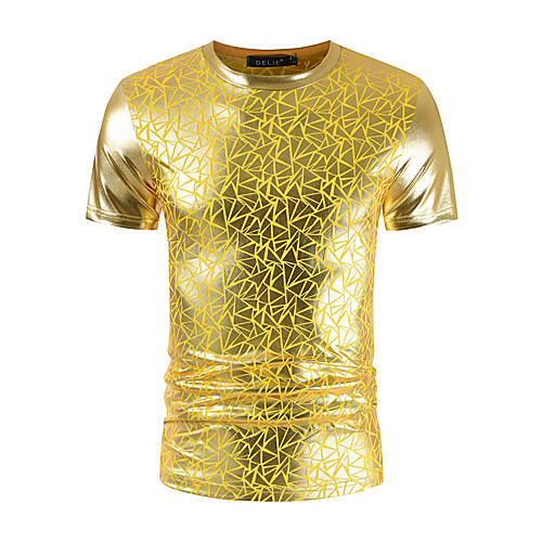 

Men's Geometric Print T-shirt Basic Street chic Daily Club Black / Gold / Silver