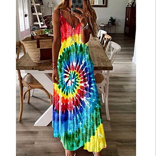 

Women's A-Line Dress Maxi long Dress - Sleeveless Geometric Summer Casual 2020 Blue Purple Red Light Green Navy Blue S M L XL XXL XXXL XXXXL XXXXXL