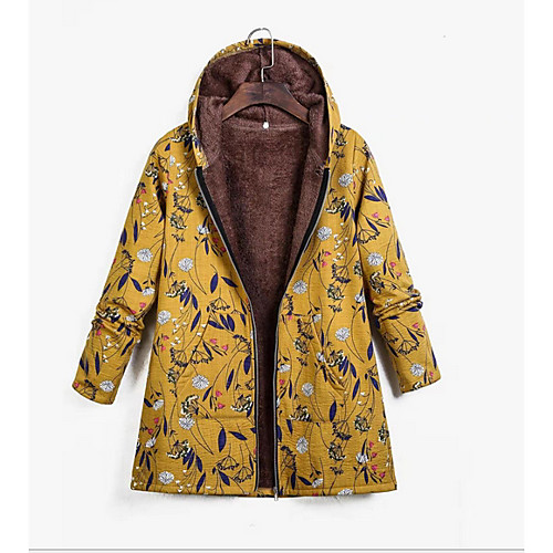 

Women's Parka Floral Polyester Blue / Yellow / Green S / M / L