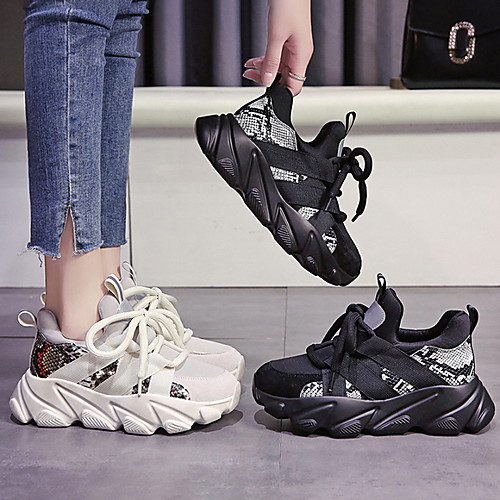 

Women's Trainers / Athletic Shoes Spring / Summer Flat Heel Round Toe Daily Tissage Volant Black / Beige