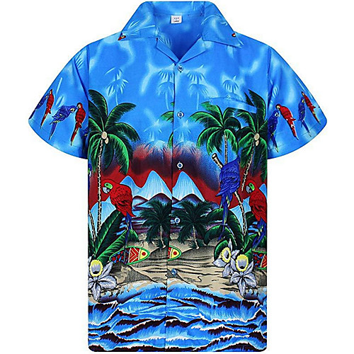 

Men's Scenery Shirt Daily Red / Yellow / Green / Royal Blue / Short Sleeve