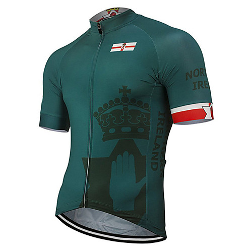 

21Grams Men's Short Sleeve Cycling Jersey Polyester Green Ireland National Flag Bike Jersey Top Mountain Bike MTB Road Bike Cycling UV Resistant Breathable Quick Dry Sports Clothing Apparel