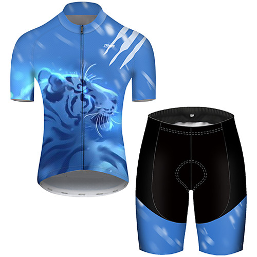 

21Grams Men's Short Sleeve Cycling Jersey with Shorts Nylon Polyester Black / Blue Galaxy Animal Tiger Bike Clothing Suit Breathable Quick Dry Ultraviolet Resistant Reflective Strips Sweat-wicking