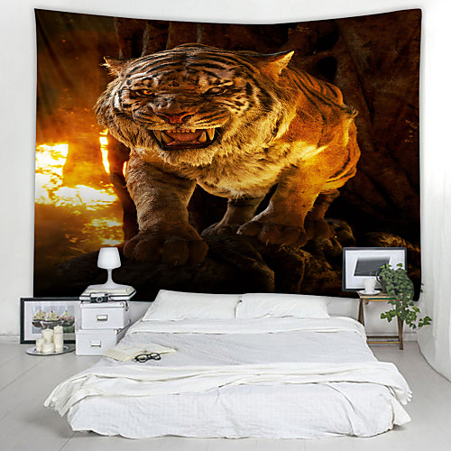 

Tiger Digital Printed Tapestry Decor Wall Art Tablecloths Bedspread Picnic Blanket Beach Throw Tapestries Colorful Bedroom Hall Dorm Living Room Hanging