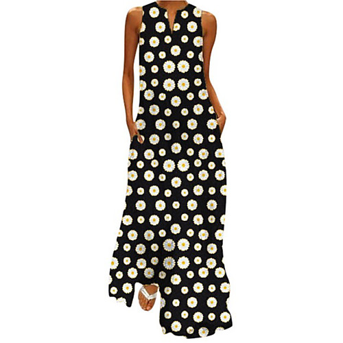 

Women's A-Line Dress Maxi long Dress - Sleeveless Floral Summer Work 2020 Black Blue Red Yellow Green S M L XL XXL XXXL XXXXL XXXXXL