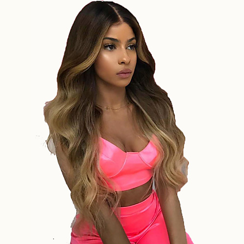 

Synthetic Wig Curly Middle Part Wig Long Black / Brown Synthetic Hair 18 inch Women's Women Easy dressing Middle Part Black / Blonde