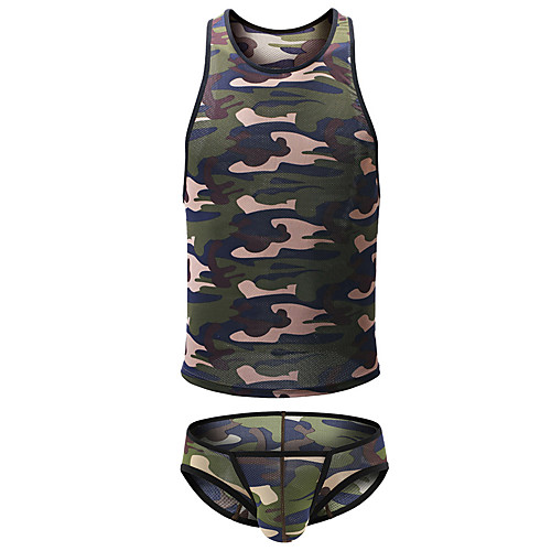 

Men's U Neck Suits Pajamas Camo / Camouflage