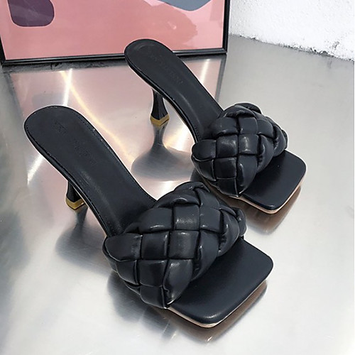 

Women's Sandals Summer Flare Heel Square Toe Daily PU Almond / Black / Blue