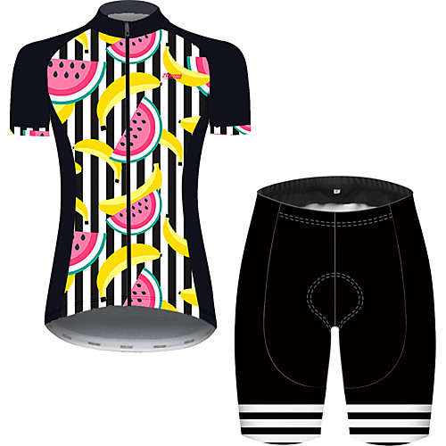 

21Grams Women's Short Sleeve Cycling Jersey with Shorts Black / Red Fruit Bike Breathable Quick Dry Sports Patterned Mountain Bike MTB Road Bike Cycling Clothing Apparel / Micro-elastic
