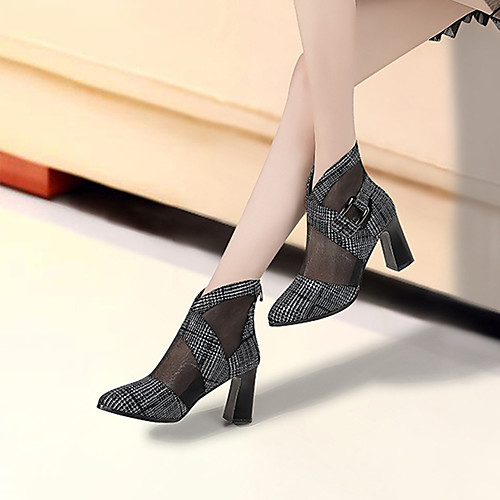 

Women's Boots Spring & Fall / Spring & Summer Chunky Heel Pointed Toe Daily Party & Evening Faux Leather / Mesh Black / White / Black / Red