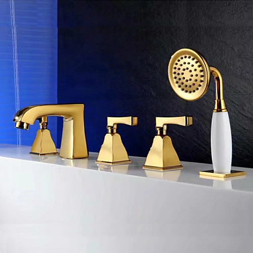 

Bathtub Faucet - Contemporary Ti-PVD Tub And Shower Ceramic Valve Bath Shower Mixer Taps