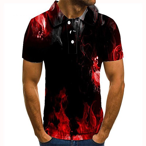 

Men's Graphic 3D Print Print Polo Daily Red / Short Sleeve