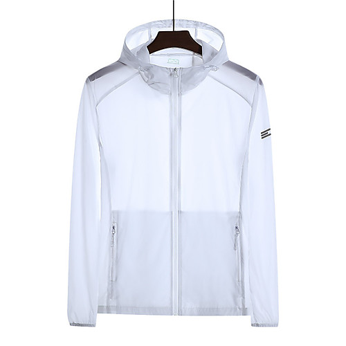 

Men's Hiking Skin Jacket Hiking Jacket Summer Outdoor Sunscreen Breathable Quick Dry Anti-Mosquito Jacket Top Elastane Single Slider Running Hunting Fishing White / Black / Grey / Blue
