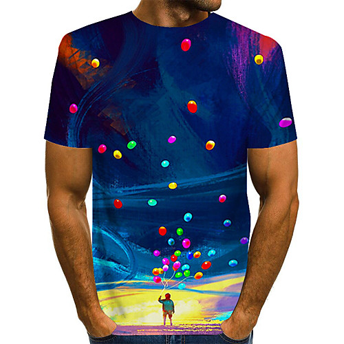

Men's Plus Size 3D Print T-shirt Basic Daily Round Neck Blue / Short Sleeve