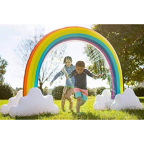 

Rainbow Sprinkler Toys, Outdoor Inflatable pool Summer Fun Spray Water Toy, Rainbow Arch Lawn Beach Outdoor Toy, Outside Backyard Family Water/Birthday Party Toy for Children,adults