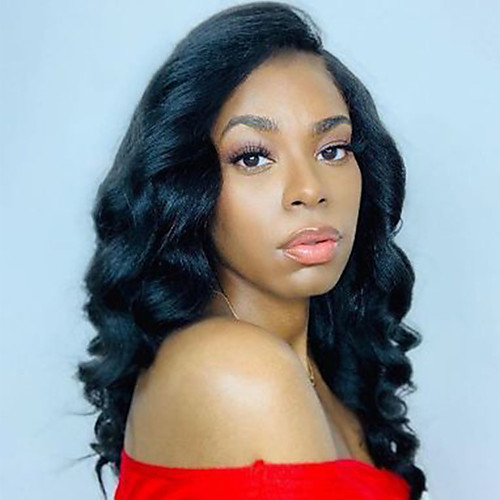 

Human Hair Lace Front Wig Free Part style Brazilian Hair Wavy Body Wave Black Wig 130% Density with Baby Hair Natural Hairline For Black Women 100% Virgin 100% Hand Tied Women's Long Human Hair Lace