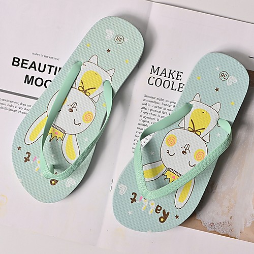 

Women's Slippers & Flip-Flops Summer Flat Heel Open Toe Daily PU Pink / Green / Gray