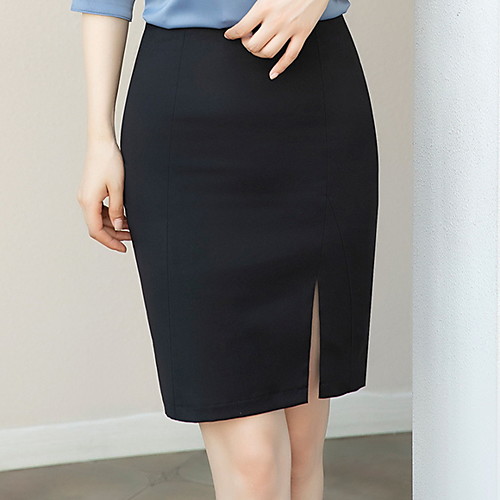 

Women's Bodycon Skirts - Solid Colored Black Navy Blue S M L