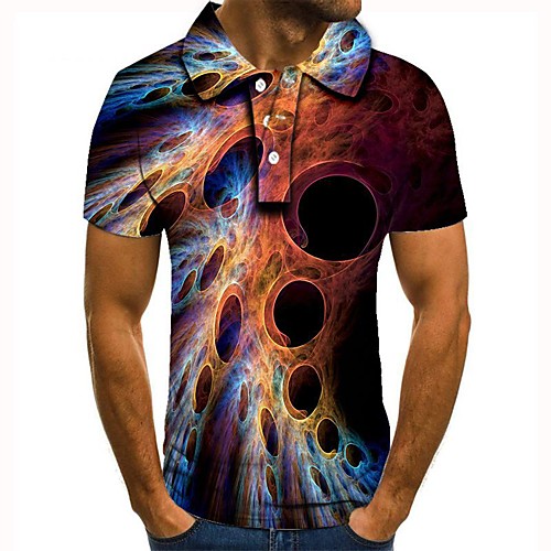 

Men's Graphic 3D Print Print Polo Daily Rainbow / Short Sleeve