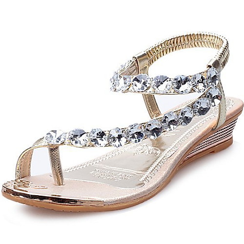 

Women's Sandals Wedge Sandals Summer Wedge Heel Open Toe Daily PU Gold / Silver