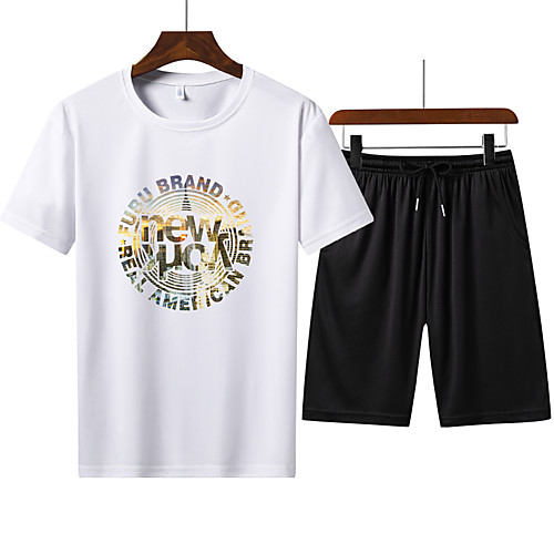 

Men's Graphic Solid Colored Print Set Basic Daily Sports Round Neck White / Black / Red / Gray / Short Sleeve