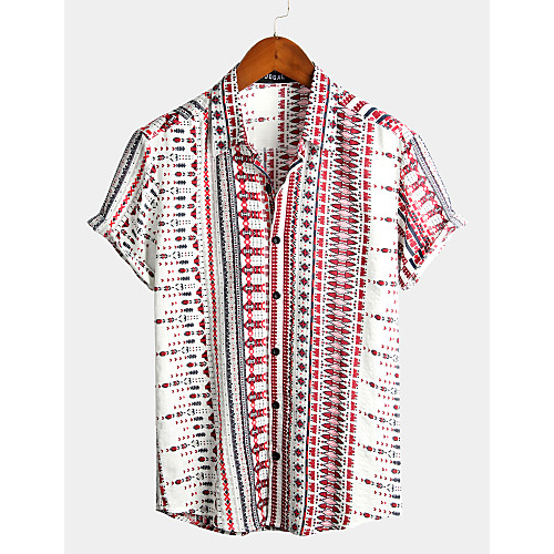 

Men's Tribal Shirt Basic Boho Daily Beach White