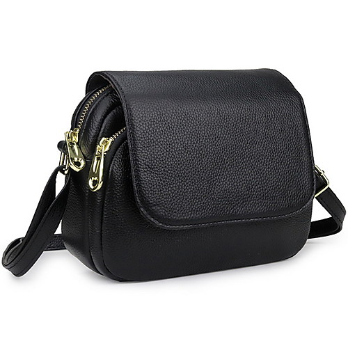 

Women's Zipper Cowhide Crossbody Bag Solid Color Wine / Black / Light Purple