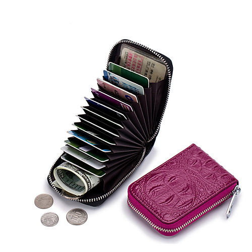 

Unisex Embossed Cowhide Wallet 2020 Solid Color Black / Blue / Purple