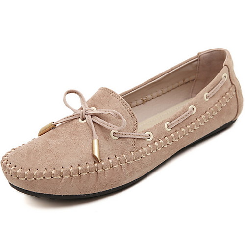 

Women's Oxfords Spring & Summer Flat Heel Round Toe Daily Canvas Almond / Black / Red