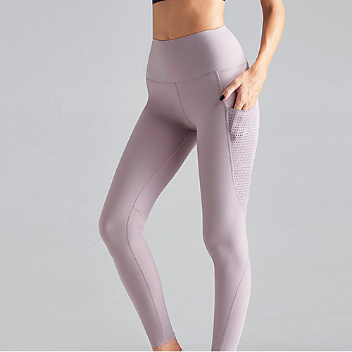 

Women's High Waist Yoga Pants Pocket Purple Blue Elastane Running Fitness Gym Workout Tights Leggings Sport Activewear Breathable Tummy Control Butt Lift Moisture Wicking High Elasticity Skinny