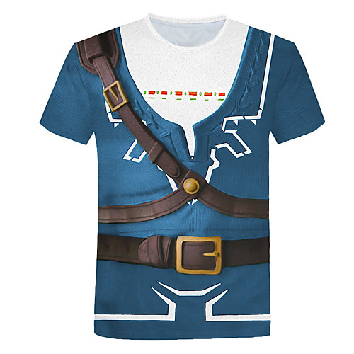 

Men's Color Block 3D Print T-shirt Street chic Punk & Gothic Club Weekend Round Neck Blue / Short Sleeve