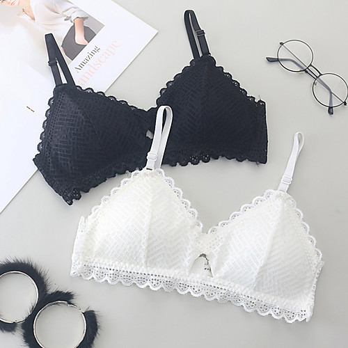

Women's Wireless 3/4 Cup Bra Solid Color Hollow Fashion White Black