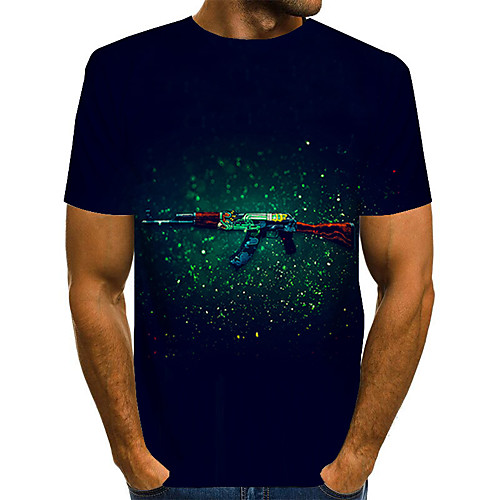 

Men's Plus Size 3D Print T-shirt Basic Daily Round Neck Navy Blue / Short Sleeve