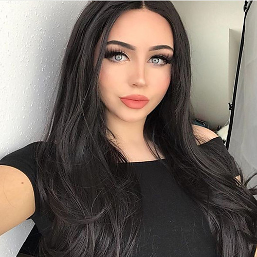 

Synthetic Lace Front Wig Wavy Gaga Middle Part Lace Front Wig Long Natural Black Synthetic Hair 22-26 inch Women's Heat Resistant Women Hot Sale Black / Glueless