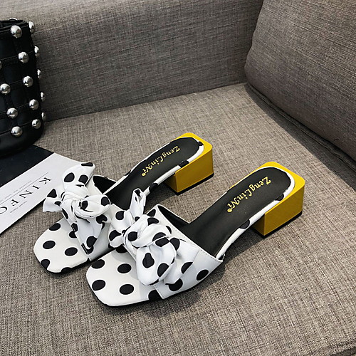 

Women's Sandals Summer Block Heel Open Toe Daily Canvas White / Black