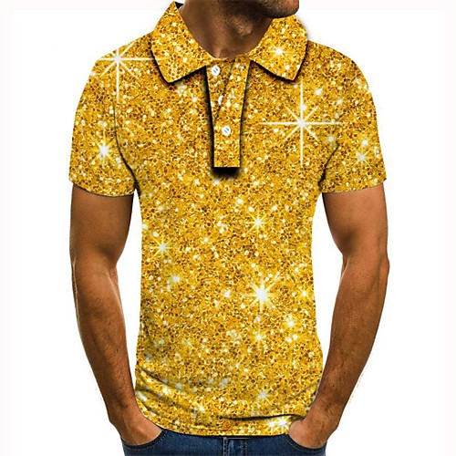 

Men's 3D Graphic Polo Basic Daily Shirt Collar Yellow / Short Sleeve