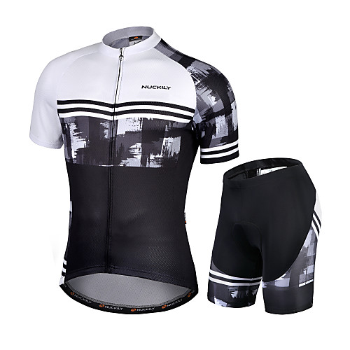 

Nuckily Men's Short Sleeve Cycling Jersey with Shorts BlackWhite Stripes Patchwork Solid Color Bike Quick Dry Breathable Sports Stripes Road Bike Cycling Clothing Apparel / Novelty
