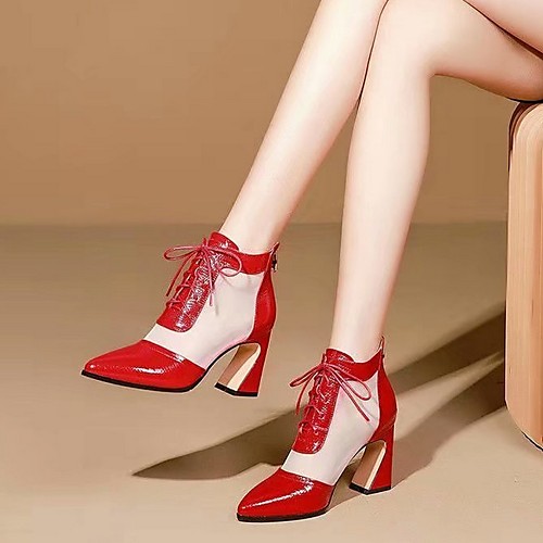 

Women's Boots Summer Pumps Pointed Toe Daily PU Black / Red