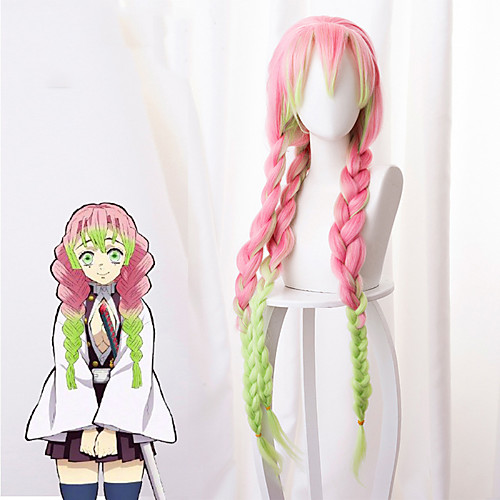 

Demon Slayer: Kimetsu no Yaiba Kanroji Mitsuri Cosplay Wigs Women's Braid 40 inch Heat Resistant Fiber Plaited Pink Adults' Anime Wig