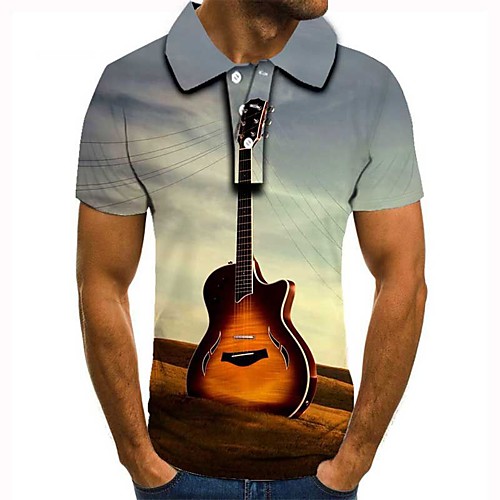 

Men's 3D Graphic Polo Basic Daily Shirt Collar Gray / Short Sleeve