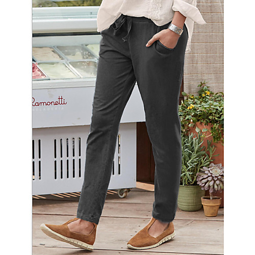 

Women's Basic Chinos Pants Solid Colored White Black Blue Gray
