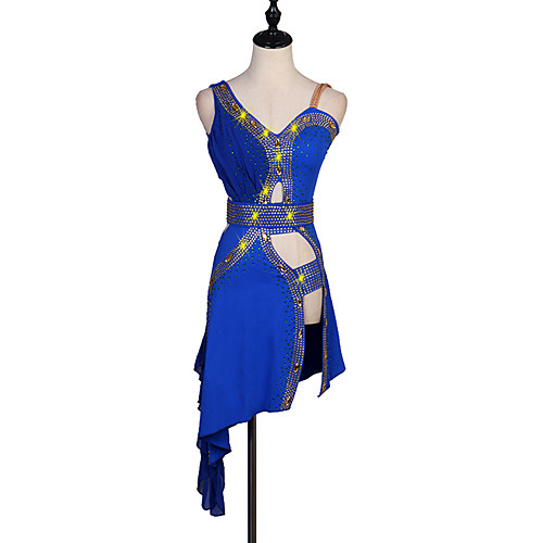 

Latin Dance Dress Crystals / Rhinestones Women's Ladies Training Performance Sleeveless Spandex